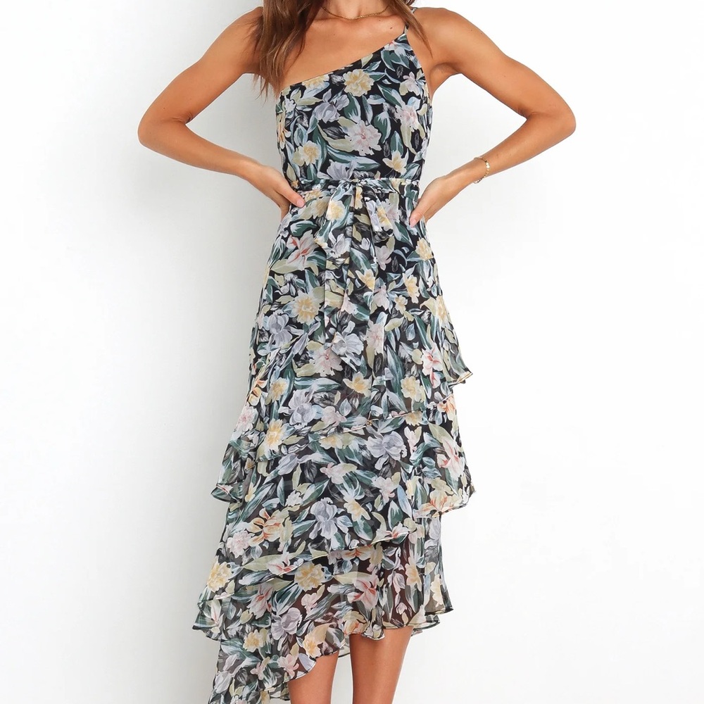 Petal and Pup Amren Floral Asymmetrical Ruffle Dress